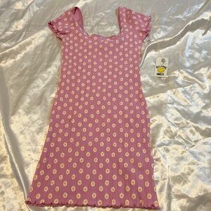 Billabong women’s pink and yellow smiley stretchy dress size XL